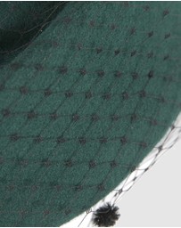Max Alexander - Felt Green Pillbox Hat With Veil