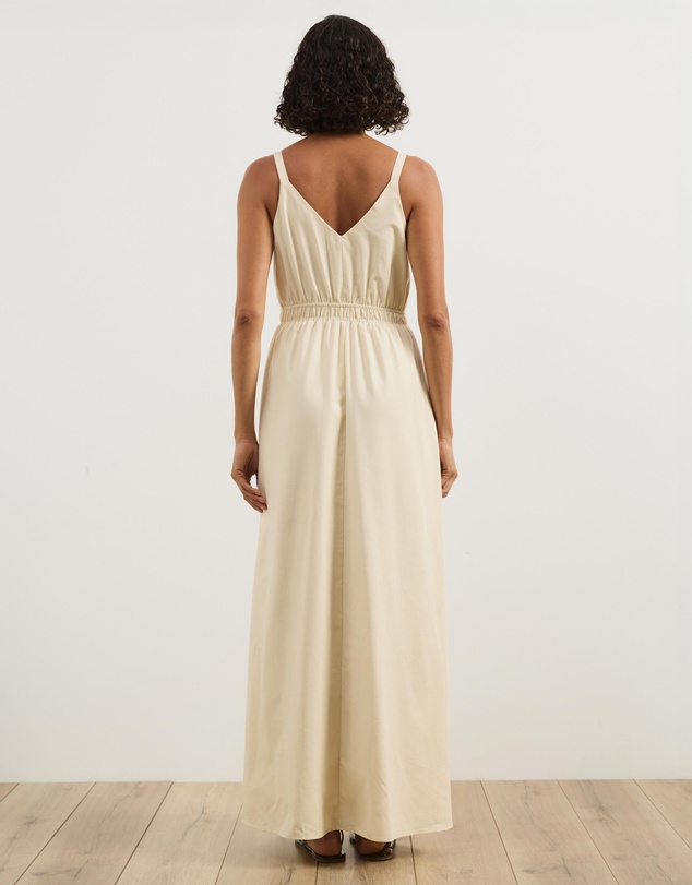 Atmos&Here - Allegra Linen Blend Button Front Maxi Dress