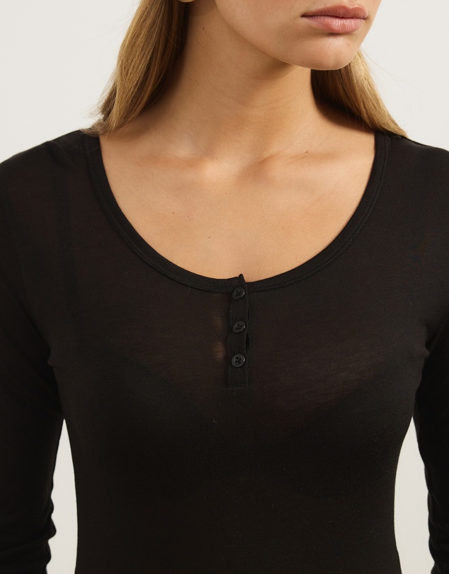 Atmos&Here - Wool Blend Henley Long Sleeve Top