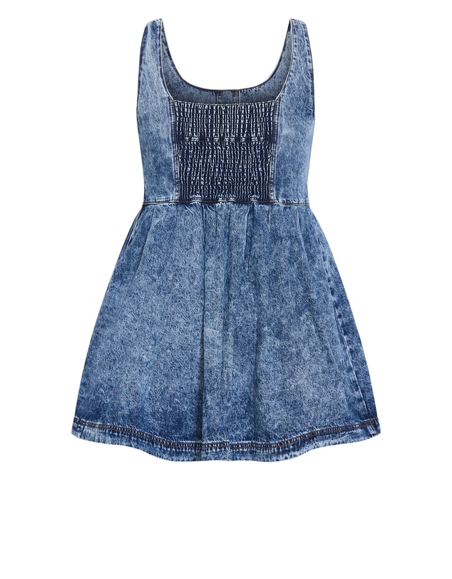 City Chic - Plus size Alexa Denim Mini Dress - mid wash