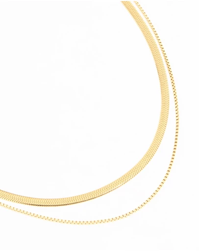 Lovisa - Waterproof Gold Plated Stainless Steel Snake Chain Fine Layered Necklace