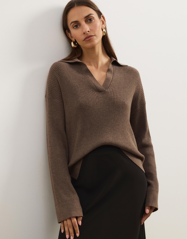 Atmos&Here - Eden Rib Collar Knit