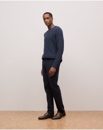 Trenery - Merino Cable Knit Crew in Navy