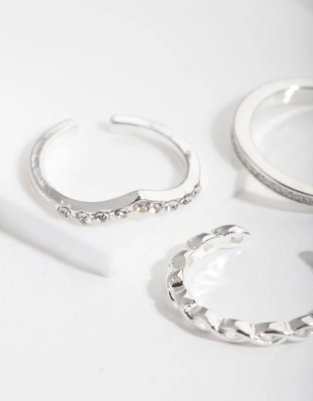 Lovisa - Silver Diamante Band Toe Ring Pack