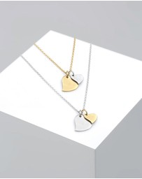 Elli Jewelry - Necklace Set Heart Pendant Bi-Colour in 925 Sterling Silver