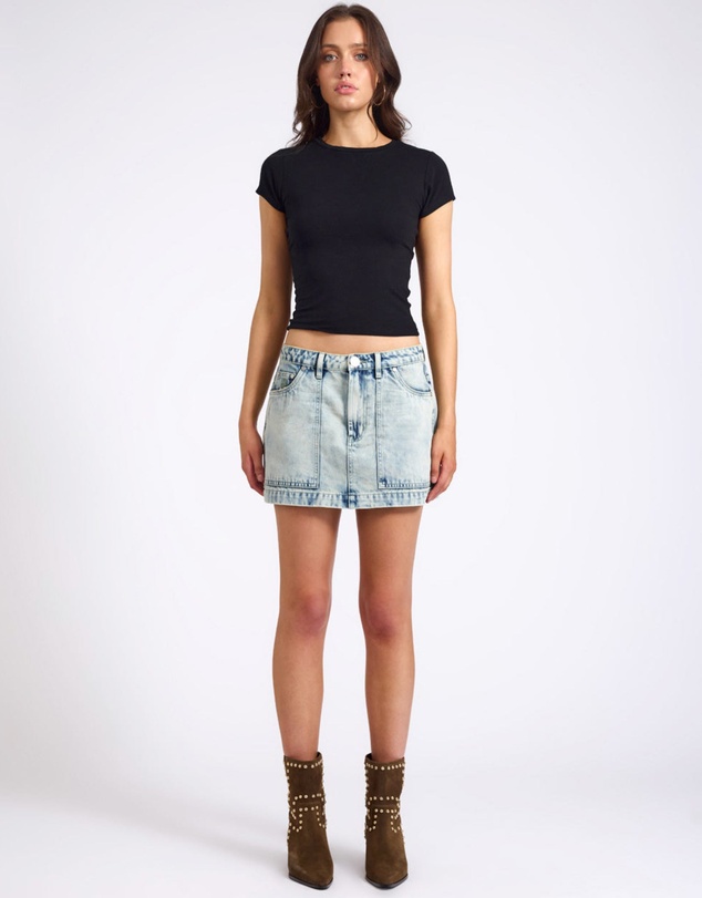 ONE TEASPOON - Fiasco Low Waist Utility Micro Mini Denim Skirt - Ambrosia Blue