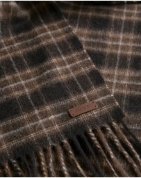 Trenery - Alba Wool Cashmere Check Scarf in Coffee Bean