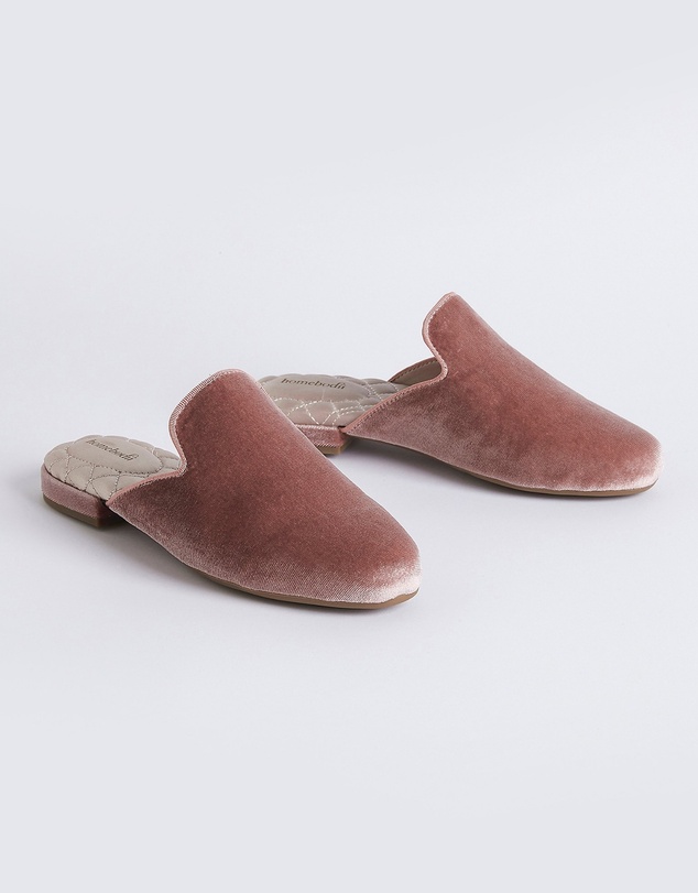 Homebodii - Florence Womens Velvet Slipper - Dusty Rose