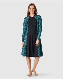Modest Mermaid - Forest Oasis zip swim dress SPF50+