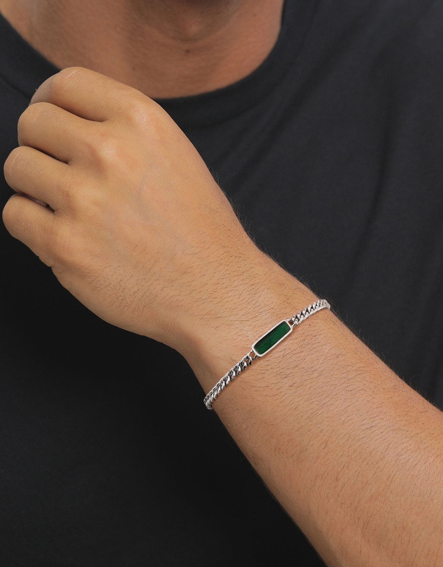 Kuzzoi - ICONIC EXCLUSIVE - Curb Chain Bracelet with Enamel Detail in 925 Sterling Silver