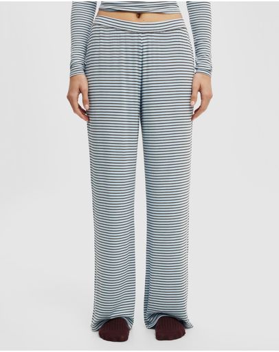 Ribbed Lucy Stripe Violet Blue & Toffee Bean