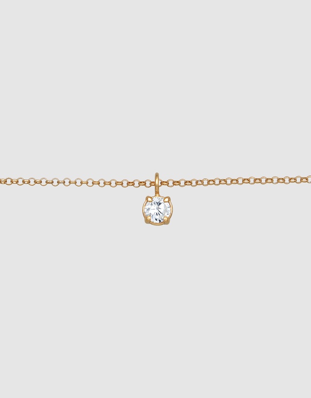 Elli Jewelry - Zirconia Solitaire Choker Necklace in Gold-Plated 925 Silver