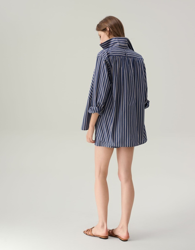 IDA+S - Sybil Striped Cotton Button Down Top