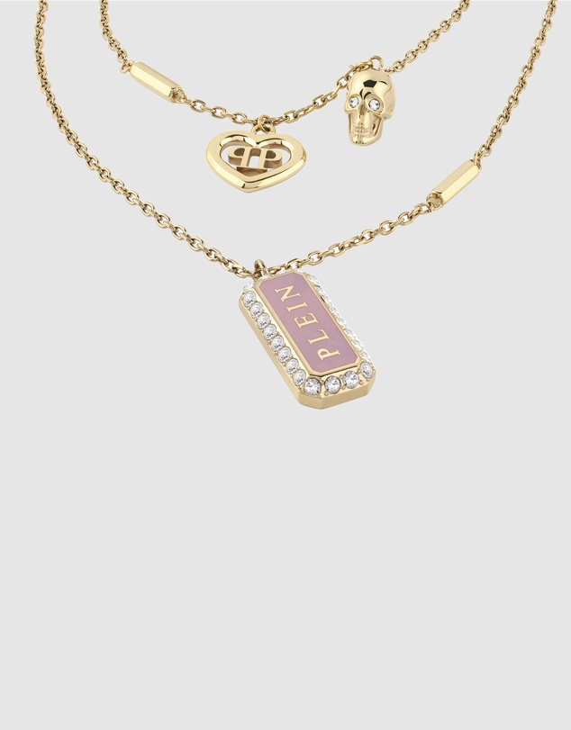 Philipp Plein - PLEIN CRYSTAL TAG IP Yellow Gold Crystals Double Necklace