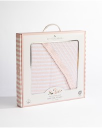 Living Textiles - 100% Cotton Knit Stripe Blanket - Blush/white