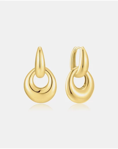 Ania Haie - Gold Hollow Organic Pebble Drop Earrings