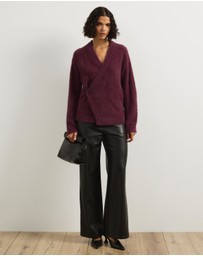 Atmos&Here - Cara Asymmetric Buttoned Knit Cardigan