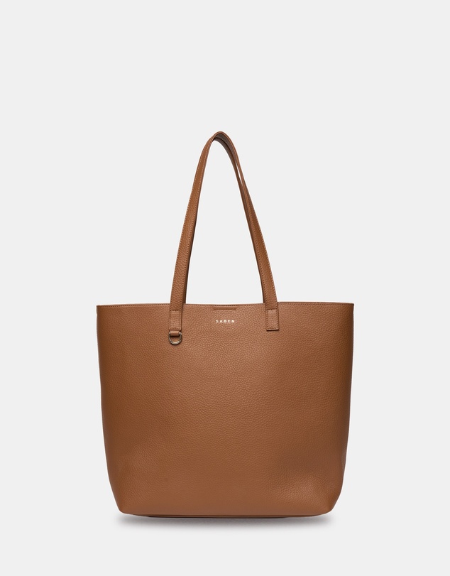 SABEN - Carter Leather Tote Tan + Tan Chain Print