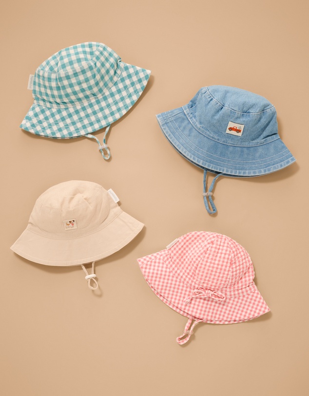 Purebaby - Gingham Bucket Hat-Kids-Babies