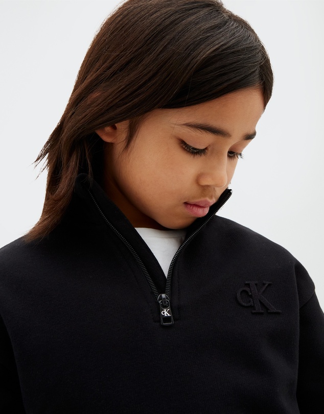 Calvin Klein Jeans - Boys Terry Monogram Flock Half Zip Sweatshirt