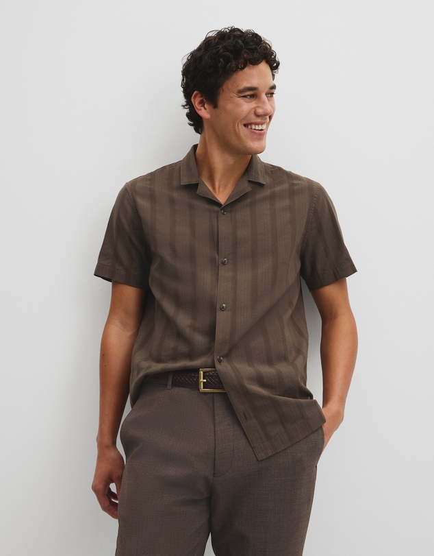 Country Road - Regular Fit Short Sleeve Textured Stripe Shirt
