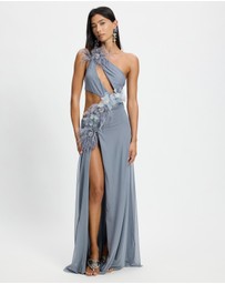 Jaded London - Aysymmetric Maxi Dress With 3D Flowers