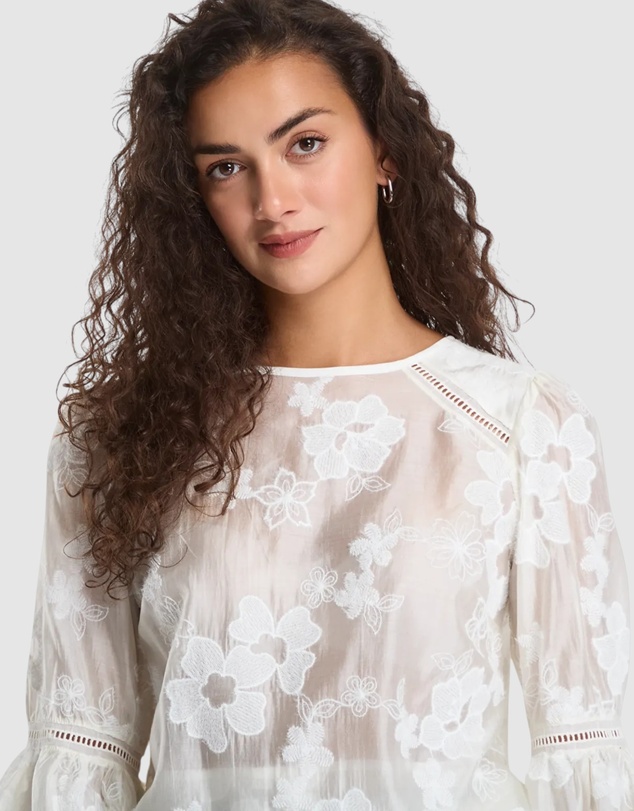 GUESS - Long Sleeve Brigitte Embro Top