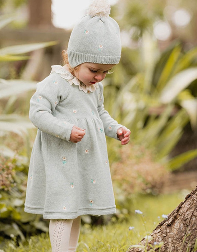 Bebe by Minihaha - Fern Organic Embroidered Knitted Dress - Babies