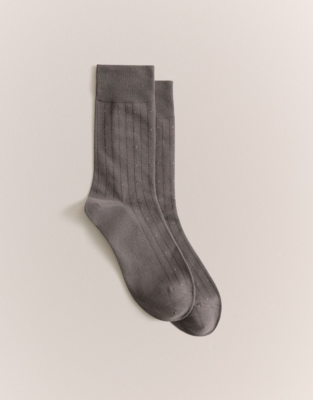 Trenery - Dot Rib Crew Sock in Cinder