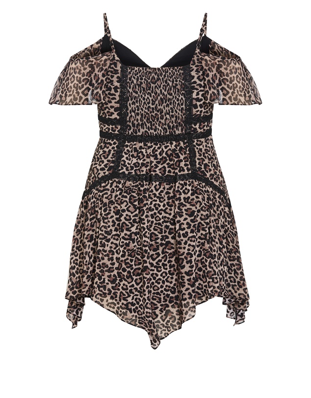 City Chic - Plus size Alex Leopard Print Mini Dress - chocolate