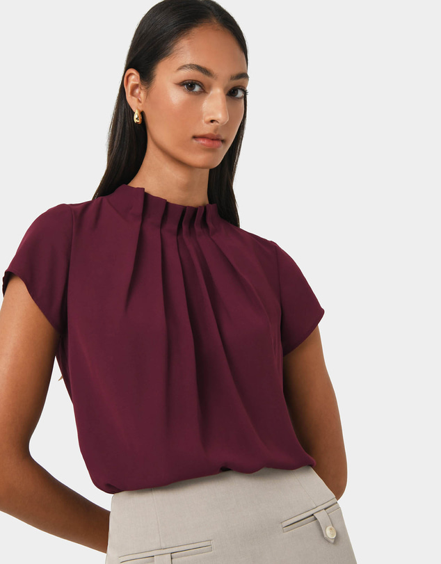 Forcast - Olivia Pleated High Neck Top