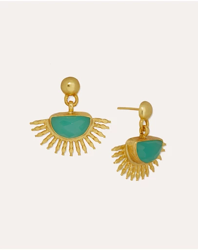 Ottoman Hands - Sunrise Aqua Chalcedony Drop Stud Earrings