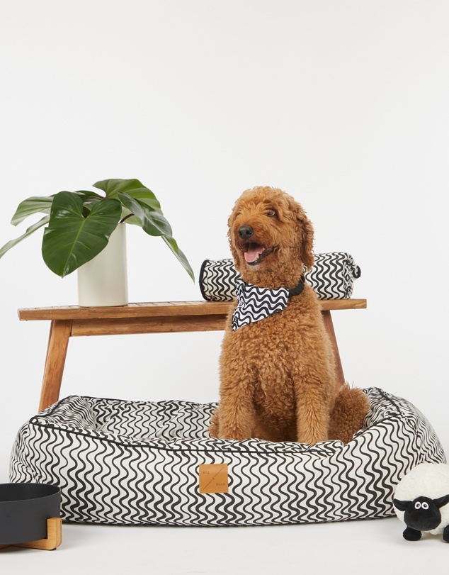 Mog & Bone - Bolster Dog Bed - Black Wave