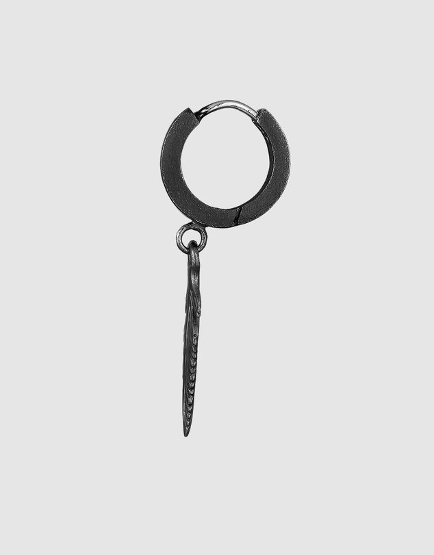 Kuzzoi - ICONIC EXCLUSIVE - Earrings Creole Feather Single Piece in 925 Sterling Silver Oxidized