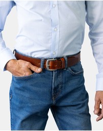 Buckle - Bushman. Australian Made Full Grain Natural Leather Belt. 38mm width.