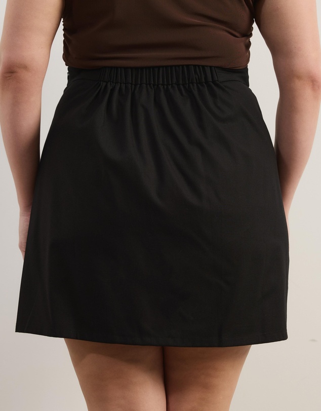 Atmos&Here Curvy - Sage Cotton Linen Blend Mini Skirt