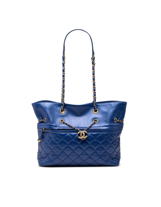 Pre-Loved by Azura Reborn - Pre-Loved CC Calfskin Front Zip Drawstring Chain Tote