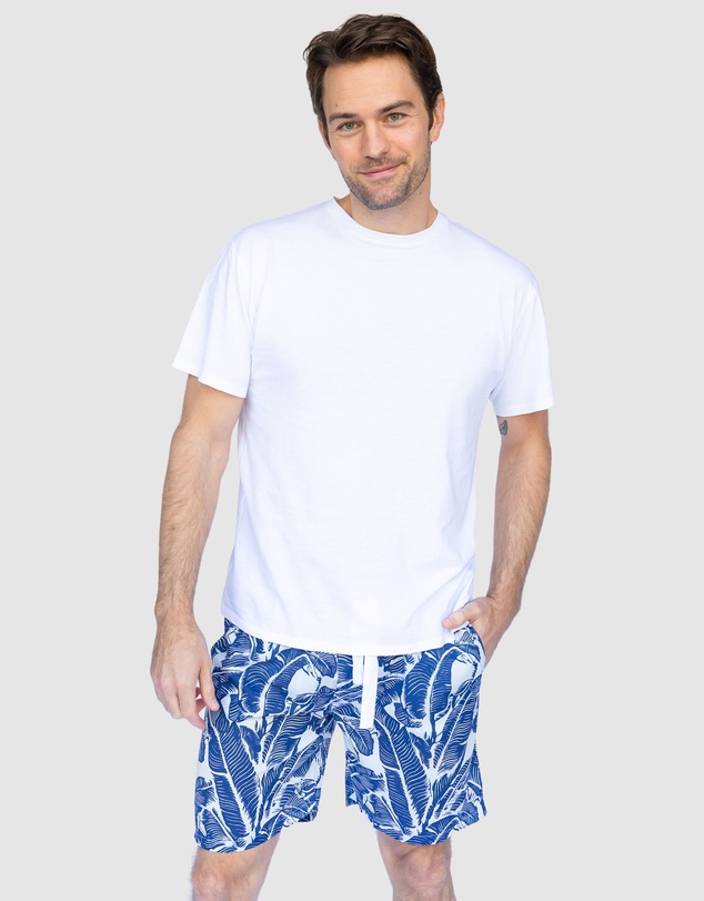Sant And Abel - Men's Martinique® Blue Banana Leaf Sleep Shorts