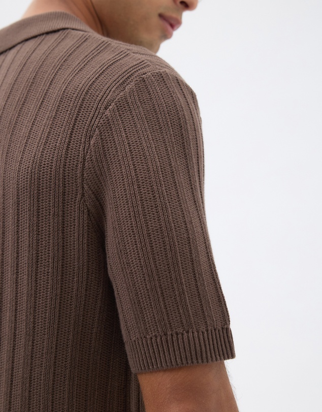AERE - Fisherman Ribbed Knit Polo