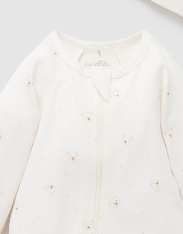 Purebaby - Zip Growsuit & Hat Set-Babies