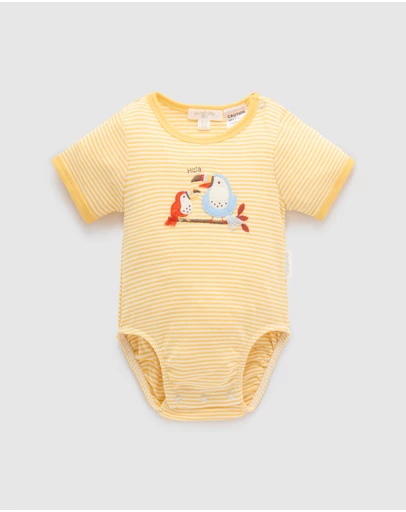 Purebaby - Rib Short Sleeve Bodysuit -Kids-Babies