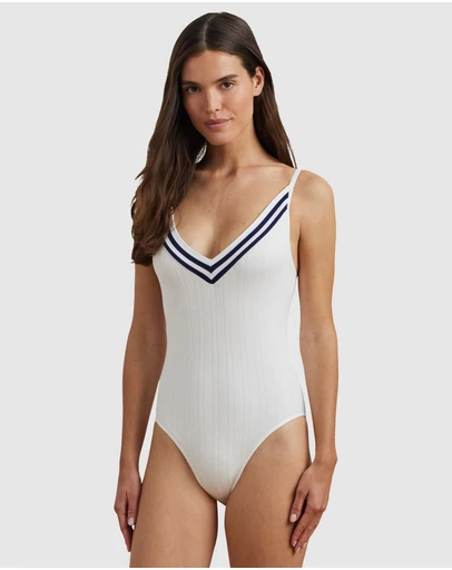 Lauren by Ralph Lauren - Cricket Cable Knit V Neck Lingerie Bodysuit