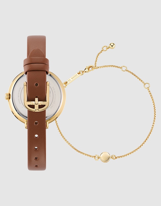 Ted Baker - Ammy Iconic Tan Leather Watch and Bracelet Gift Set