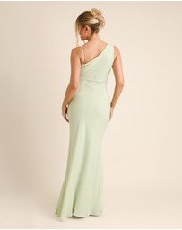 Six Stories - Cowl Front Asymmetrical Chiffon Bridesmaid Dress
