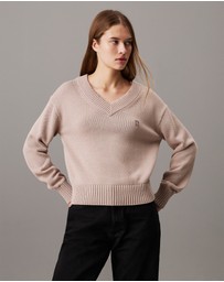 Calvin Klein Jeans - Cotton Badge V-neck Jumper