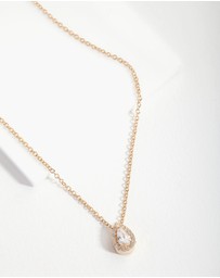 Lovisa - Gold Plated Sterling Silver Cubic Zirconia Pear Halo Necklace
