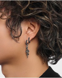 THOMAS SABO - Single Snake hoop earring with black zirconia