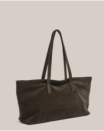 VESTIRSI - Mia Dark Chocolate Suede East West Slouchy Tote