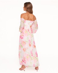 Petal & Pup - Chantel Off Shoulder Maxi Dress - Pink Garden Floral