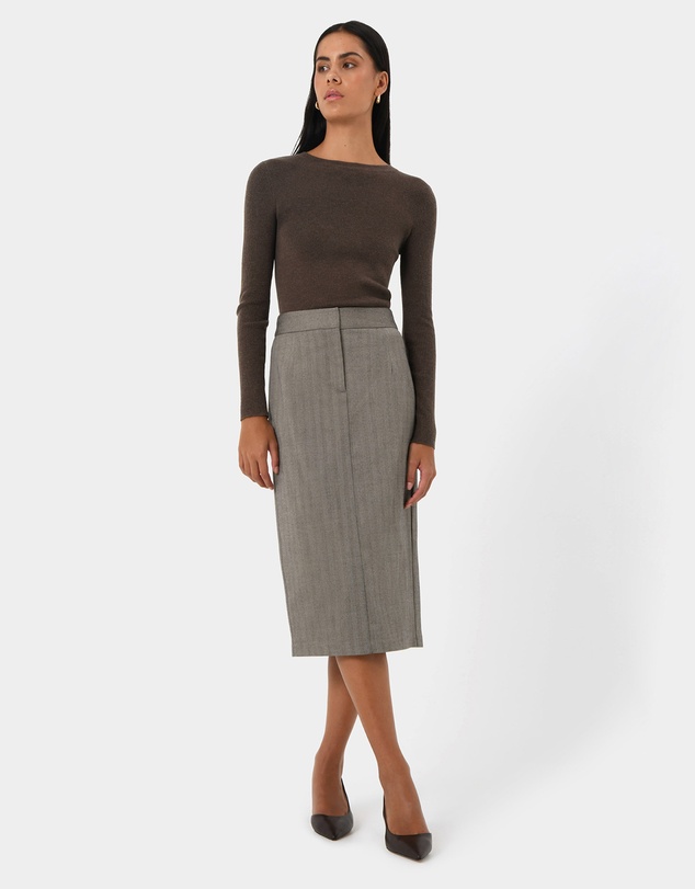 Forcast - Allara Herringbone Midi Skirt